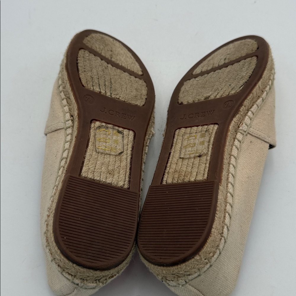 J. Crew Beige Espadrilles Fruit Embroidery canvas women 7.5 slip on beach vacay - Picture 7 of 8